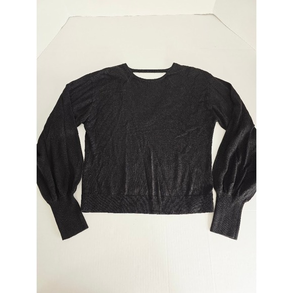 Express Black Sparkle Long Sleeve V Neck Cutout Sweater Size S NWT - Picture 2 of 8
